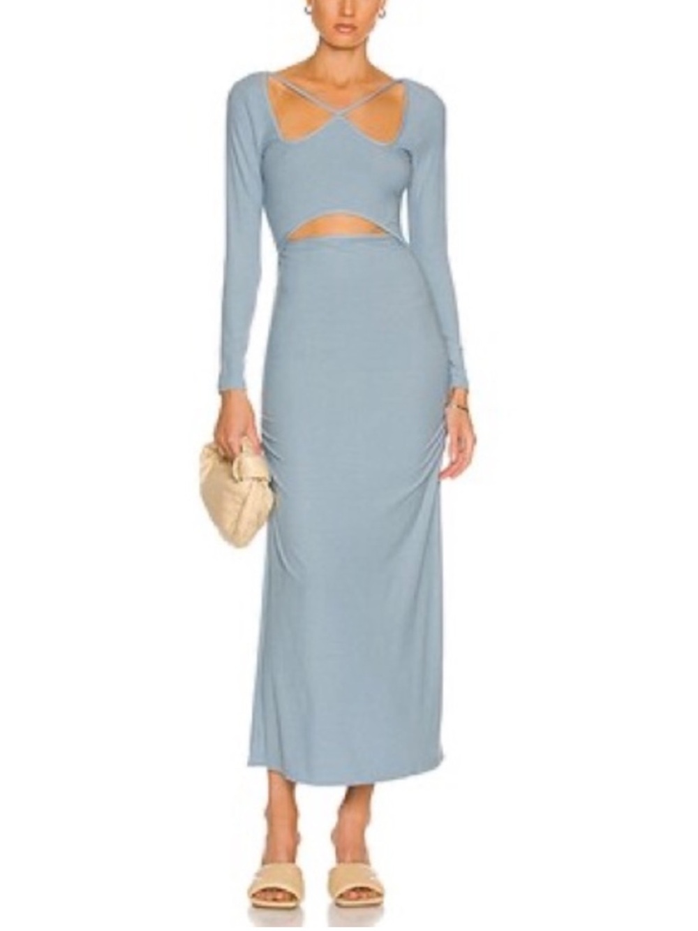Jonathan Simkhai Long Sleeve Cutout Maxi Dress in Light Blue